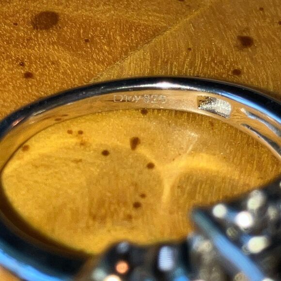 Natural Black Spinel Sterling Silver Cocktail Ring Size 10 - Picture 6 of 9